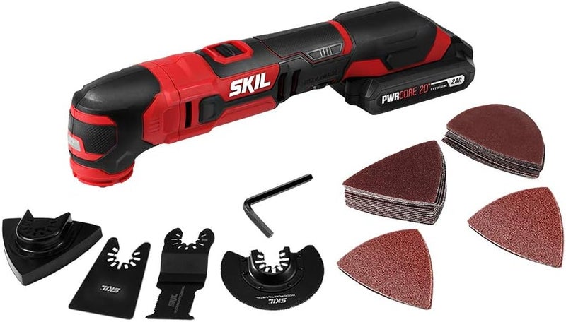 SKIL 20V Oscillating Tool Kit with 32pcs Accessories Includes 2.0Ah PWR CORE 20 Lithium Battery and Charger - OS593002 - Image 1
